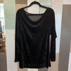 HARD TAIL Vintage 90s Elegant Black Crushed Velvet Women's Top, Long Sleeves